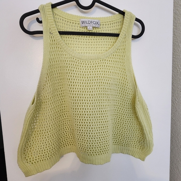 WildFox Pale Yellow Knit Sweater Tank, Size Large - Picture 1 of 7